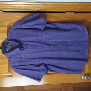 * Van Heusen Men's Classic Fit Purple Grid Button Down Shirt, Size XXL, Like New